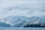 Helicopter flying over the giant icefield of Alexandra Land, Franz Josef Land archipelago, Arkhangelsk Oblast, Arctic, Russia, Europe