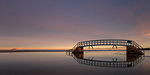 Bridge to Nowhere at sunrise, Belhaven Bay, Dunbar, East Lothian, Scotland, United Kingdom, Europe