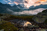 Adamello Brenta Natural Park at sunset in Trentino-Alto Adige, Italy, Europe