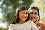 Portrait happy mother and daughter