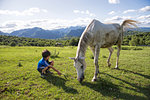 Kid Playing with Horse