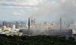 Pollution from the power station near the centre of Pyongyang, North Korea, Asia