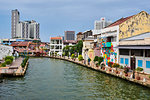 Wall painting and the canal, Malacca, UNESCO World Heritage Site, Malacca State, Malaysia, Southeast Asia, Asia