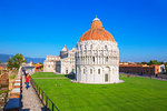 Baptistery and Cathedral view from Pisa defensive walls, Campo dei Miracoli, UNESCO World Heritage Site, Pisa, Tuscany, Italy, Europe