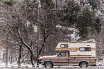 Campervan parked in Yosemite National Park, California, USA