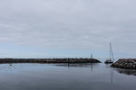 Sailing boat leaving harbour, Bergen, Rugen, Mecklenburg-Vorpommern, Germany