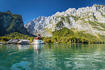 St. Bartholomew, Lake Koenigssee, Watzmann Mountain, Berchtesgadener Land, Berchtesgaden National Park, Upper Bavaria, Bavaria, Germany, Europe