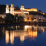 St. Stephen's Cathedral at night in Passau, Germany, Europe