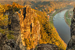 View of Elbe river from Bastei in Elbe Sandstone Mountains, Germany, Europe