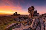 Great Staple Tor at sunset in Dartmoor National Park, England, Europe