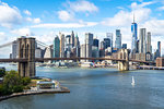 The view over the East River towards the Brooklyn Bridge and Lower Manhattan, New York, United States of America, North America