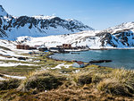 The abandoned whaling station at Grytviken, now cleaned and refurbished for tourism on South Georgia Island, Atlantic Ocean