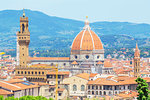 View of Unesco's Duomo Santa Maria del Fiore and Palazzo Vecchio from Bardini gardens, Florence, Tuscany, Italy, Europe