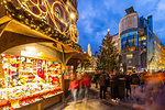 View of Stephanplatz Christmas Market at dusk, Vienna, Austria, Europe