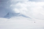 Snow covered mountains on Kungsleden trail in Lapland, Sweden