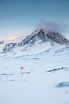 Markers in snow of Kungsleden trail in Lapland, Sweden