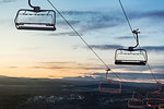 Ski lift at sunset
