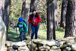 Mother and son exploring national park, Llanaber, Gwynedd, United Kingdom