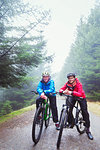 Father and son mountain biking