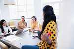 Businesswomen brainstorming in conference room meeting