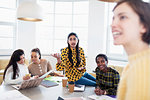 Businesswomen talking in conference room meeting