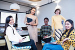 Portrait confident businesswomen in conference room meeting