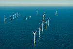 Offshore wind farm in the Borselle windfield, aerial view, Domburg, Zeeland, Netherlands