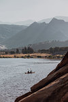 Friends kayaking in lake, Kaweah, California, United States