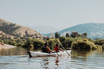 Friends kayaking in lake, Kaweah, California, United States