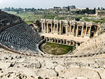 Ruins of ancient theatre, Pamukkale (ancient Hierapolis), Denizli, Turkey