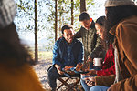 Family eating at campsite