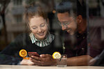 Couple sitting in restaurant