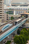 Train moving on elevated track