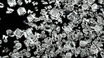 Ice abstract geometric figures flying in slow motion