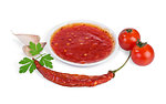 red hot chilli sauce  isolated on a white background.