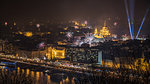 New Year Celebration. Fireworks over Budapest, Hungary.