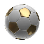 Golden Soccer-ball isolated on white background 3d illustration.