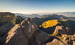 Evening Mountain Landscape with Rocks in Foreground. View from Mount Dumbier in Low Tatras National Park, Slovakia.