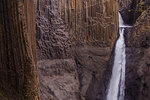 Detail of rock formation and waterfall, Hofn, Austur-Skaftafellssysla, Iceland