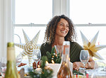 Woman dining at home party