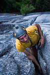 Man trad climbing, Squamish, Canada