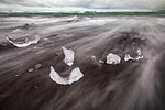 Chunks of ice resembling diamonds, Jokulsarlon beach (Diamond beach), Iceland