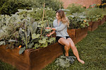 Woman working in her garden