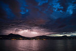 Lightning bolts during thunderstorm over Okanagan Valley, British Columbia, Canada