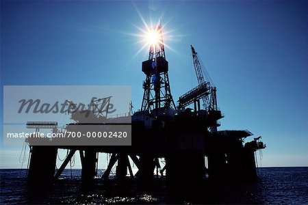Silhouette of Offshore Oil Rig