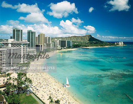 Übersicht über Waikiki Beach, Honolulu, Oahu, Hawaii, USA