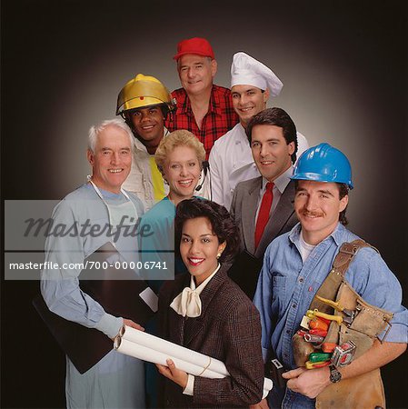 Group Portrait of People with Various Occupations