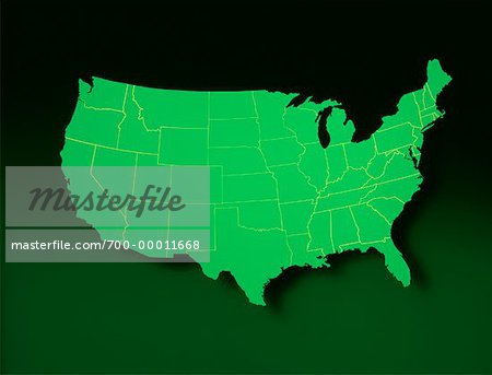 Map of USA with State Lines