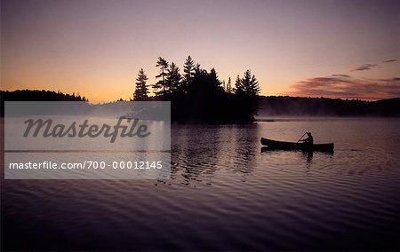 Canoeing on McIntosh Lake Algonquin Provincial Park Ontario, Canada