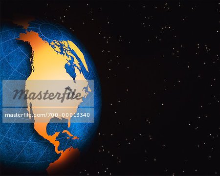 Globus mit gestirnte Himmel-Nordamerika
